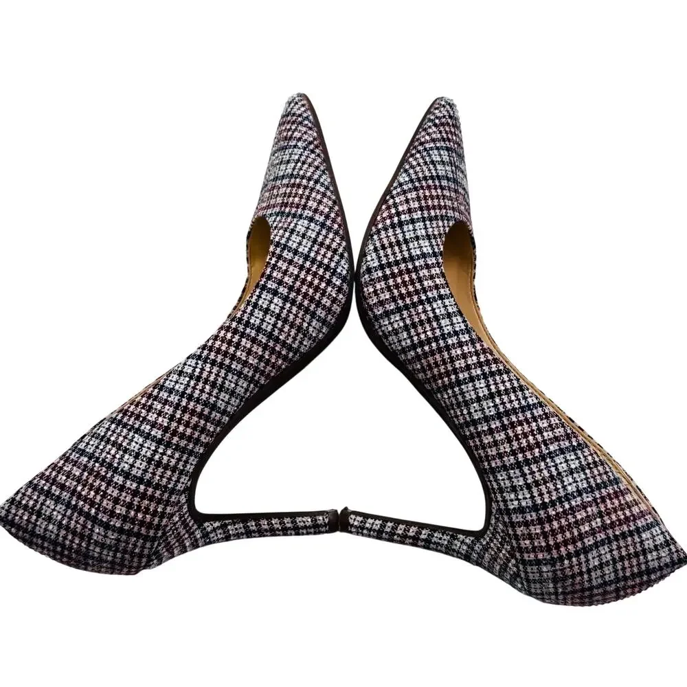 Jessica Simpson Nettles Plaid Preppy Sparkle Rhinestone Pumps Women's Size 6.5